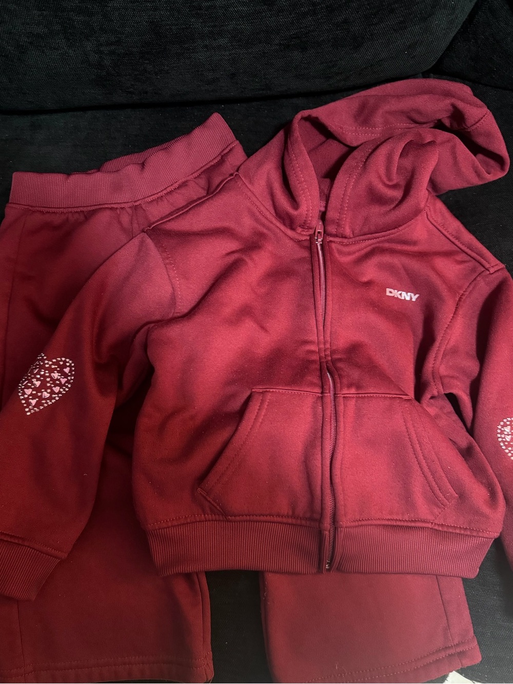 DKNY Girls Red Zip Hoodie Set
